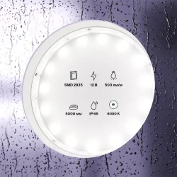 Светодиодная лента 12В 2835 4,8Вт/м 6000K 5м IP65 (Белый) 10107