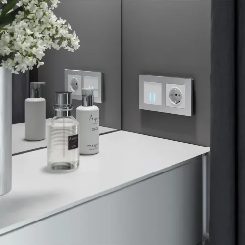 Рамка из металла на 2 поста Аluminium алюминий W0021706 - фото 2