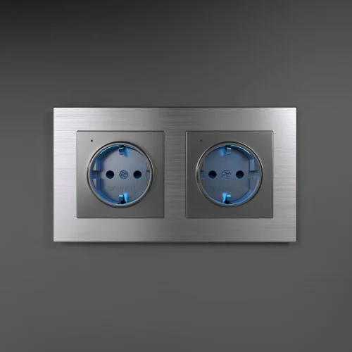 Рамка из металла на 2 поста Аluminium алюминий W0021706 - фото 9