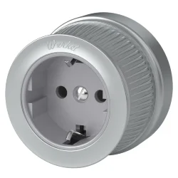 Розетка с заземлением матовый хром ретро WL19-10-01