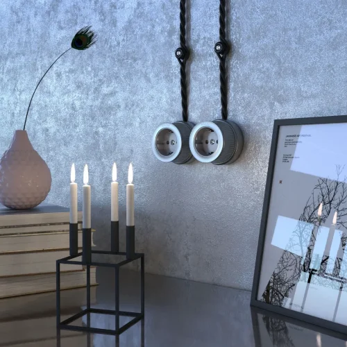 Розетка с заземлением матовый хром ретро WL19-10-01 - фото