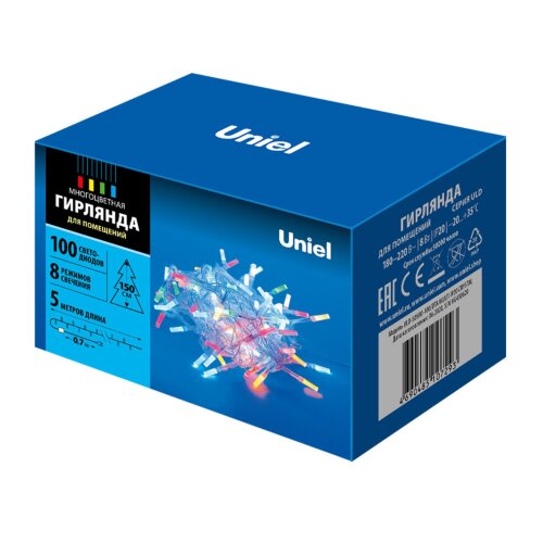 ULD-S0500-100-DTA MULTI IP20 CRYSTAL Гирлянда светодиодная, 5м, 100 светодиодов, Разноцветный свет, Провод прозрачный. - фото 7