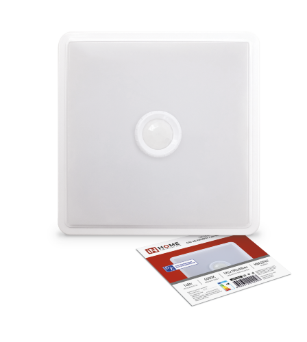 Светильник светодиодный СПБ-2Д-КВАДРАТ 14Вт 4000К 1100Лм 190мм с датчиком белый IN HOME - Фото