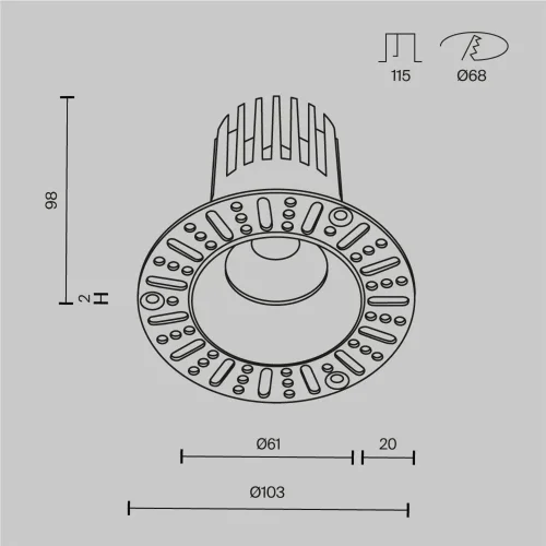Встраиваемый светильник Dip Hight 4000K 15Вт 50° (Белый) - фото 12