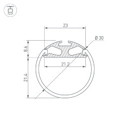 Профиль ROUND-D30-2000 ANOD (Arlight, Алюминий) 023860