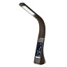 TLD-542 Brown-LED-300Lm-5000K-Dimmer Светильник настольный c часами, календарем, термометром, 5W, Сенсорный выключатель, Коричневый стилизован под кожу. - фото 1