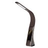 TLD-542 Brown-LED-300Lm-5000K-Dimmer Светильник настольный c часами, календарем, термометром, 5W, Сенсорный выключатель, Коричневый стилизован под кожу. - фото 2