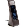 TLD-542 Brown-LED-300Lm-5000K-Dimmer Светильник настольный c часами, календарем, термометром, 5W, Сенсорный выключатель, Коричневый стилизован под кожу. - фото 6
