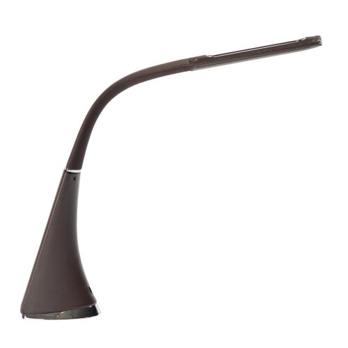 TLD-542 Brown-LED-300Lm-5000K-Dimmer Светильник настольный c часами, календарем, термометром, 5W, Сенсорный выключатель, Коричневый стилизован под кожу. - фото 11