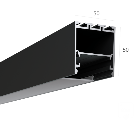 Алюминиевый LED профиль LINE 5050 ral9005 LT70 (с экраном) — 3000мм - фото 1
