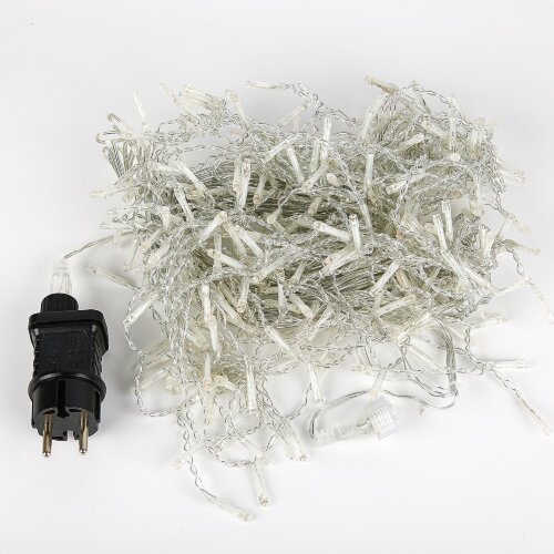 ULD-B10006-248-TTK BLUE-WHITE IP44 Бахрома светодиодная с эффектом мерцания, 10м, Соединяемая, 248 светодиодов, Синий и белый свет, Провод прозрачный - фото 1