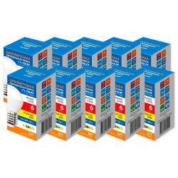 LED-G45-6W-3000K-E27-FR-DIM-SLS Набор из 10штук Лампа светодиодная, диммируемая, Форма шар, матовая, Серия Optima DIM, Теплый белый свет 3000K