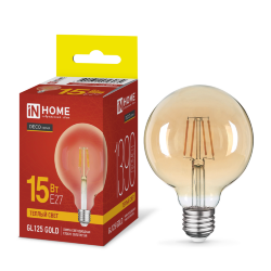 Лампа светодиодная LED-GL125-deco gold 15Вт 230В E27 3000K 1390Лм 125мм золотистая IN HOME