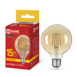 Лампа светодиодная LED-GL125-deco gold 15Вт 230В E27 3000K 1390Лм 125мм золотистая IN HOME