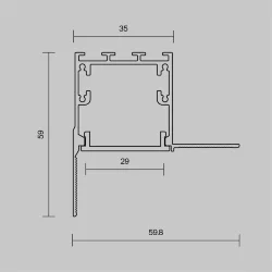 Алюминиевый профиль встраиваемый скрытого монтажа 59x59 (Серебро, 2 м), ALM-5959-S-2M 636014 (Серебро)