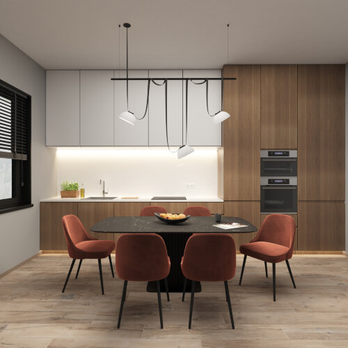 DK5660-WH+BK Cветильник для трека-ремня Belty Smart, серия Flow, со светодиодом, D220*H117мм, 48V DC, 24W, RA90, 120°, 3000-5700K, IP20, белый с черным, алюминий. Фото 5