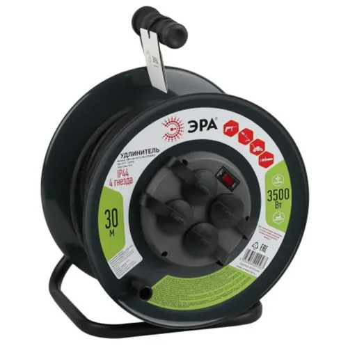 Удлинитель на метал. катушке 4х30м с заземл. 16А IP44 RMx-4es-3х1.5-30m-IP44(KG) КГ 3х1.5 Эра Б0046844 - фото