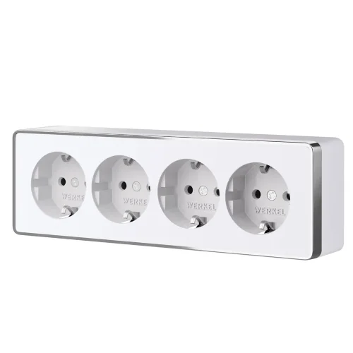 Розетка четверная с заземлением и шторками Gallant белая W5072210 - фото