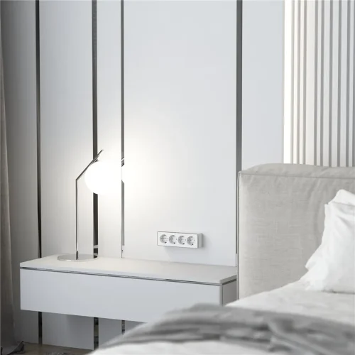 Розетка четверная с заземлением и шторками Gallant белая W5072210 - фото 3