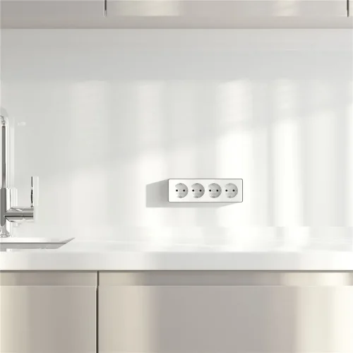 Розетка четверная с заземлением и шторками Gallant белая W5072210 - фото 5