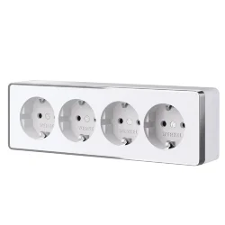 Розетка четверная с заземлением и шторками Gallant белая W5072210