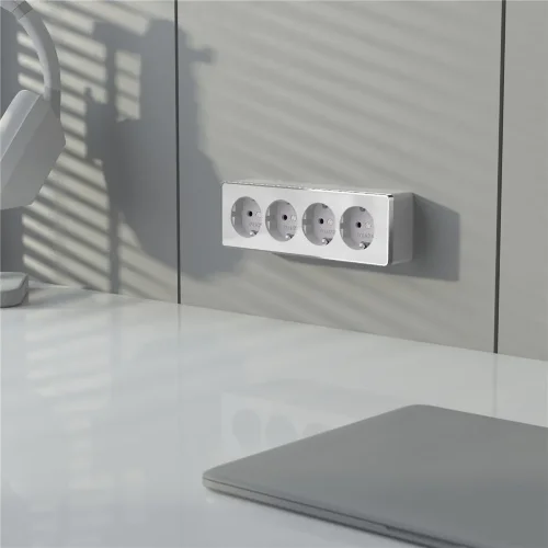 Розетка четверная с заземлением и шторками Gallant белая W5072210 - фото 2