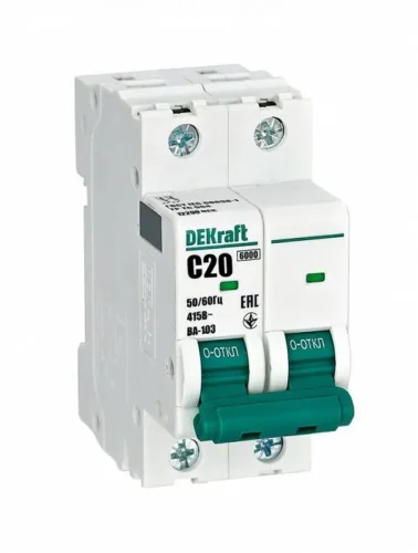Выключатель автоматический модульный 2п C 20А 6кА ВА-103 DEKraft 12290DEK - фото