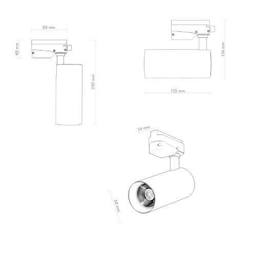 DK6451-BK Трековый светильник SOLID KOPER, 135мм, d60, 220V, LED 3000K, 15W, IP20, черный, алюминий. Фото 7