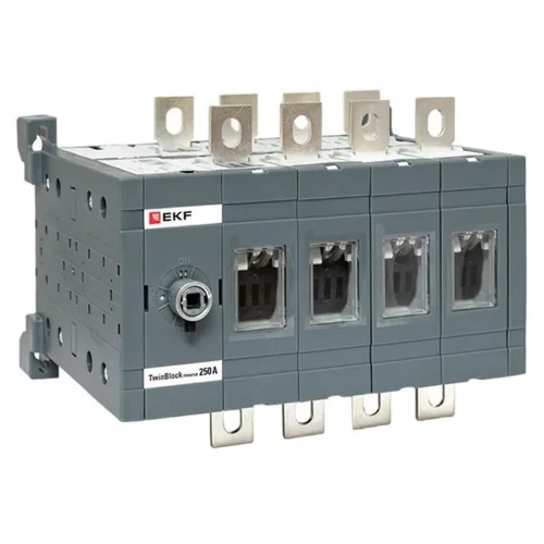 Рубильник 4п 250А реверсивный без рукоятки управления TwinBlock EKF tb-s-250-4p-rev - фото