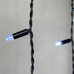 Гирлянда Бахрома с Колпачком 3,1 x 0,5 м Белая с Мерцанием Белого Диода 220В, 120 LED, Провод Черный ПВХ, IP65