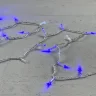 Гирлянда Нить с Колпачком 10м Синяя с Мерцанием Белого Диода 24В, 100 LED, Провод Прозрачный ПВХ, IP65. Фото 3.