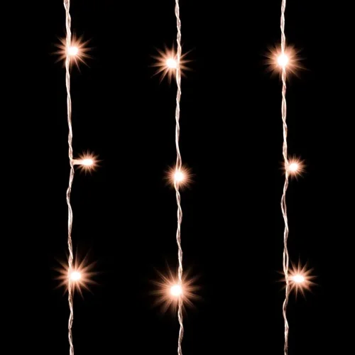 Гирлянда Занавес Облегченный 2 x 3 м Экстра Тепло-Белый 220В, 600 LED, Провод Прозрачный ПВХ, IP54. Фото 2.