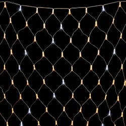 Светодиодная Сеть с Колпачком 2 x 2 м Тепло-Белая с Мерцанием Белого Диода 220В, 256 LED, Провод Прозрачный ПВХ, IP65