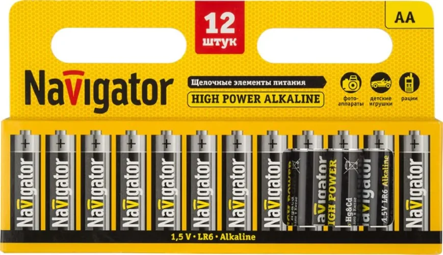 Элемент питания алкалиновый AA/LR6 94 782 NBT-NE-LR6-BP12 (блист.12шт) Navigator 94782 - фото 2