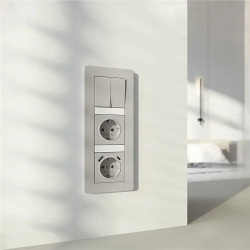 Рамка из поликарбоната на 3 поста Split дымчатый/белый, soft-touch W0033067 - фото 4