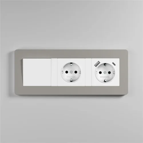 Рамка из поликарбоната на 3 поста Split дымчатый/белый, soft-touch W0033067 - фото 5