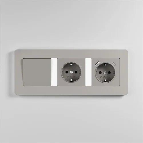 Рамка из поликарбоната на 3 поста Split дымчатый/белый, soft-touch W0033067 - фото 7