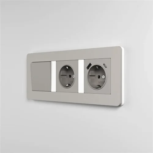 Рамка из поликарбоната на 3 поста Split дымчатый/белый, soft-touch W0033067 - фото 8