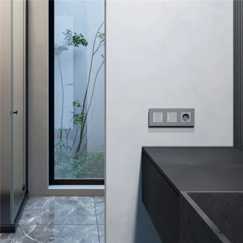 Рамка из поликарбоната на 3 поста Slab серебро софт W0032965 - фото 4