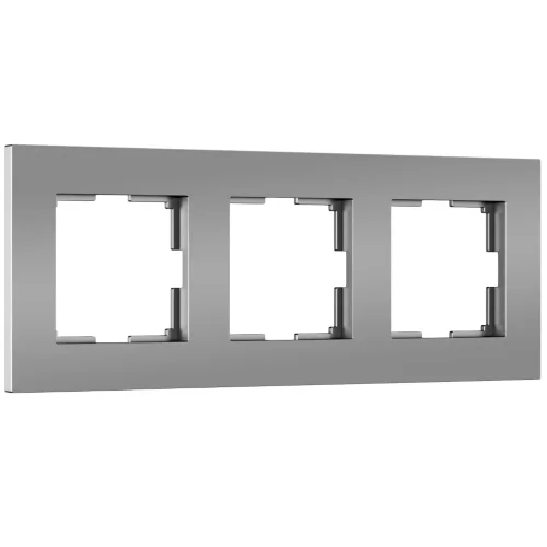 Рамка из поликарбоната на 3 поста Slab серебро софт W0032965 - фото