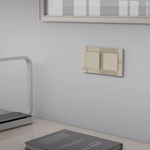 Сенсорный выключатель двухклавишный с подсветкой 1000 Вт (шампань) W4520011 - фото 3