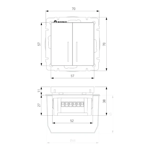 Сенсорный выключатель двухклавишный с подсветкой 1000 Вт (шампань) W4520011 - фото 8