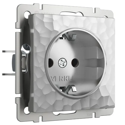 Розетка с заземлением и шторками (Hammaer серебряный) W1271106 - фото