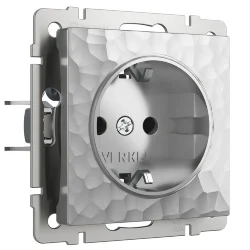 Розетка с заземлением и шторками (Hammaer серебряный) W1271106