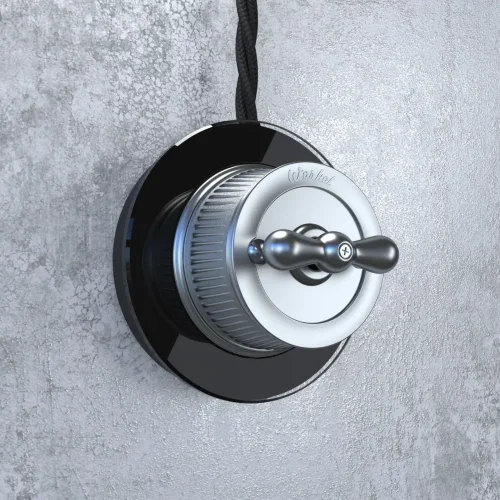 Выключатель на 4 положения двухклавишный матовый хром ретро WL19-01-05 - фото 2