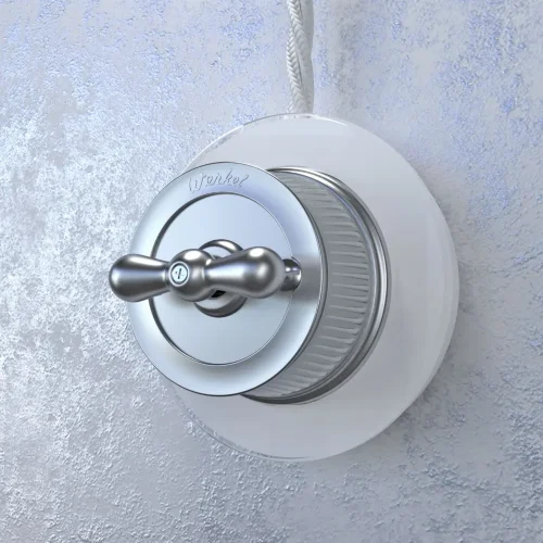 Выключатель на 4 положения двухклавишный матовый хром ретро WL19-01-05 - фото 3