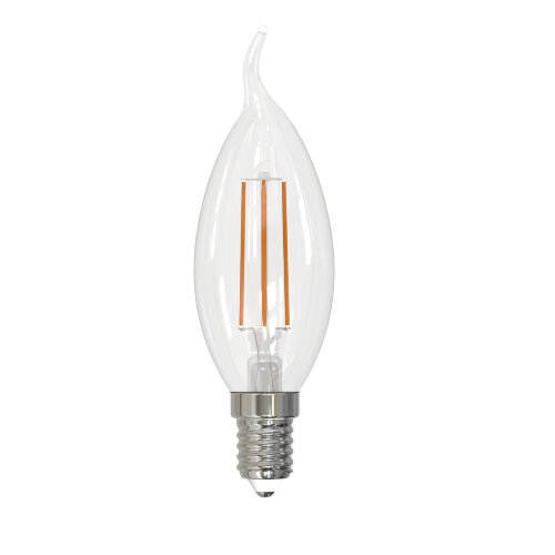 LED-CW35-5W-4000K-E14-CL-SLF Лампа светодиодная, Форма свеча на ветру, прозрачная, Белый свет 4000К - фото 1