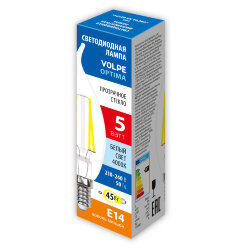 LED-CW35-5W-4000K-E14-CL-SLF Лампа светодиодная, Форма свеча на ветру, прозрачная, Белый свет 4000К