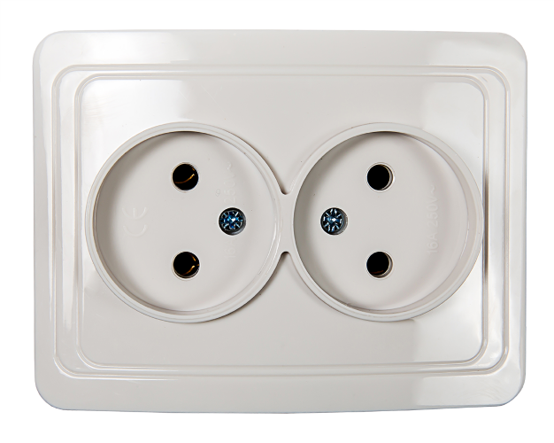 Розетка двойная CLASSICO белая 2102 IN HOME - Фото