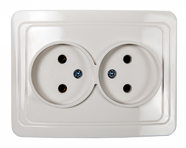 Розетка двойная CLASSICO белая 2102 IN HOME - Фото 2